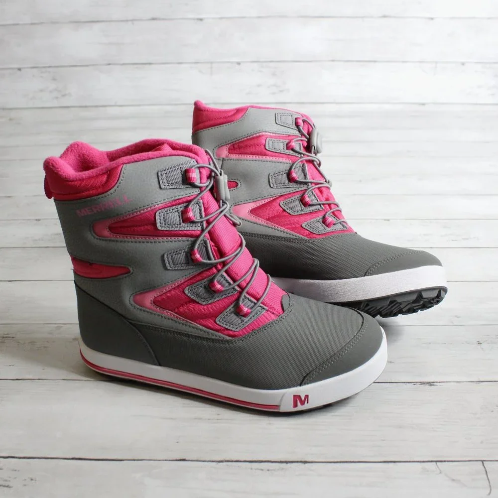 Merrell Girl's Waterproof Winter Snow Boots Size 6 M EUR 37 Pink Gray